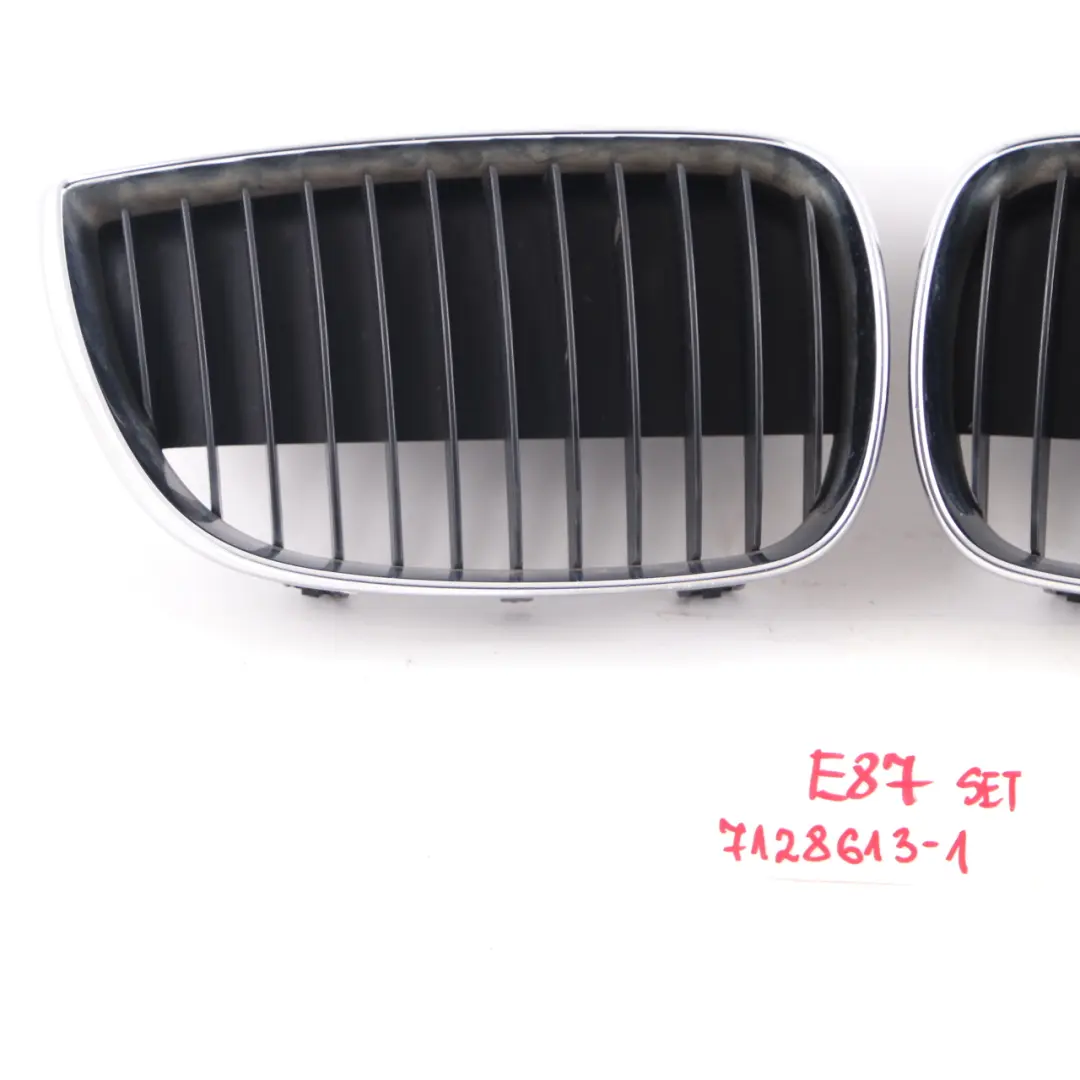 BMW E81 E87 Front Bumper Left Trim Panel Kidney Grille N/O/S Chrome - SKU 7128613-2 - Part number 7128613