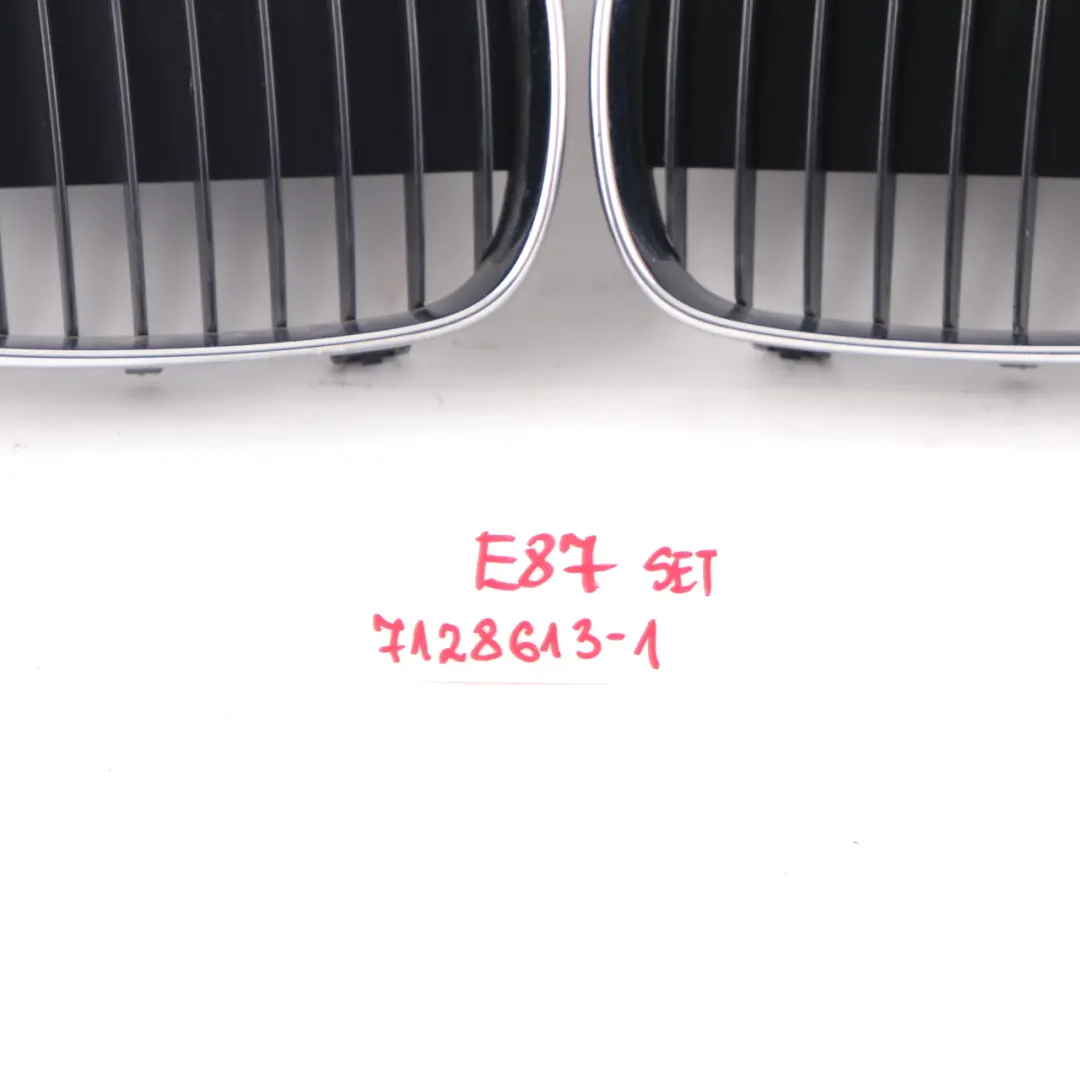 BMW E81 E87 Front Bumper Left Trim Panel Kidney Grille N/O/S Chrome - SKU 7128613-2 - Part number 7128613