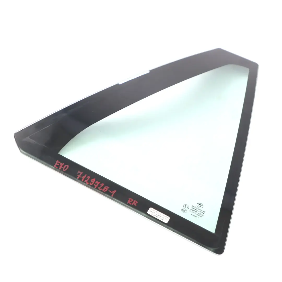 BMW X5 E70 Side Fixed Window Glass Green Door Rear Right O/S AS2 - SKU 7129728-1 - Part number 7129728