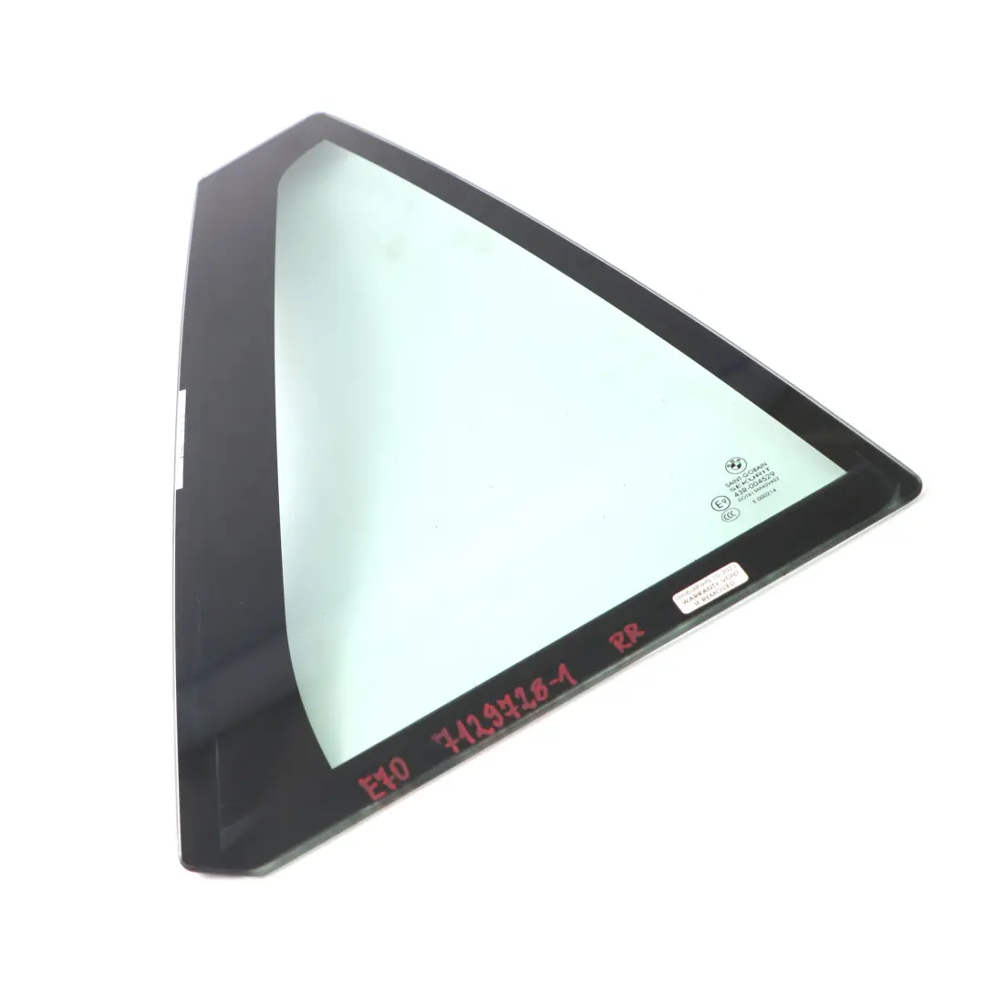 Side Fixed Window Glass Green Door Rear Right O/S AS2 to BMW X5 E70 with Part number 7129728 BMW X5 E70 Side Fixed Window Glass Green Door Rear Right O/S AS2 - SKU 7129728-1 - Part number 7129728