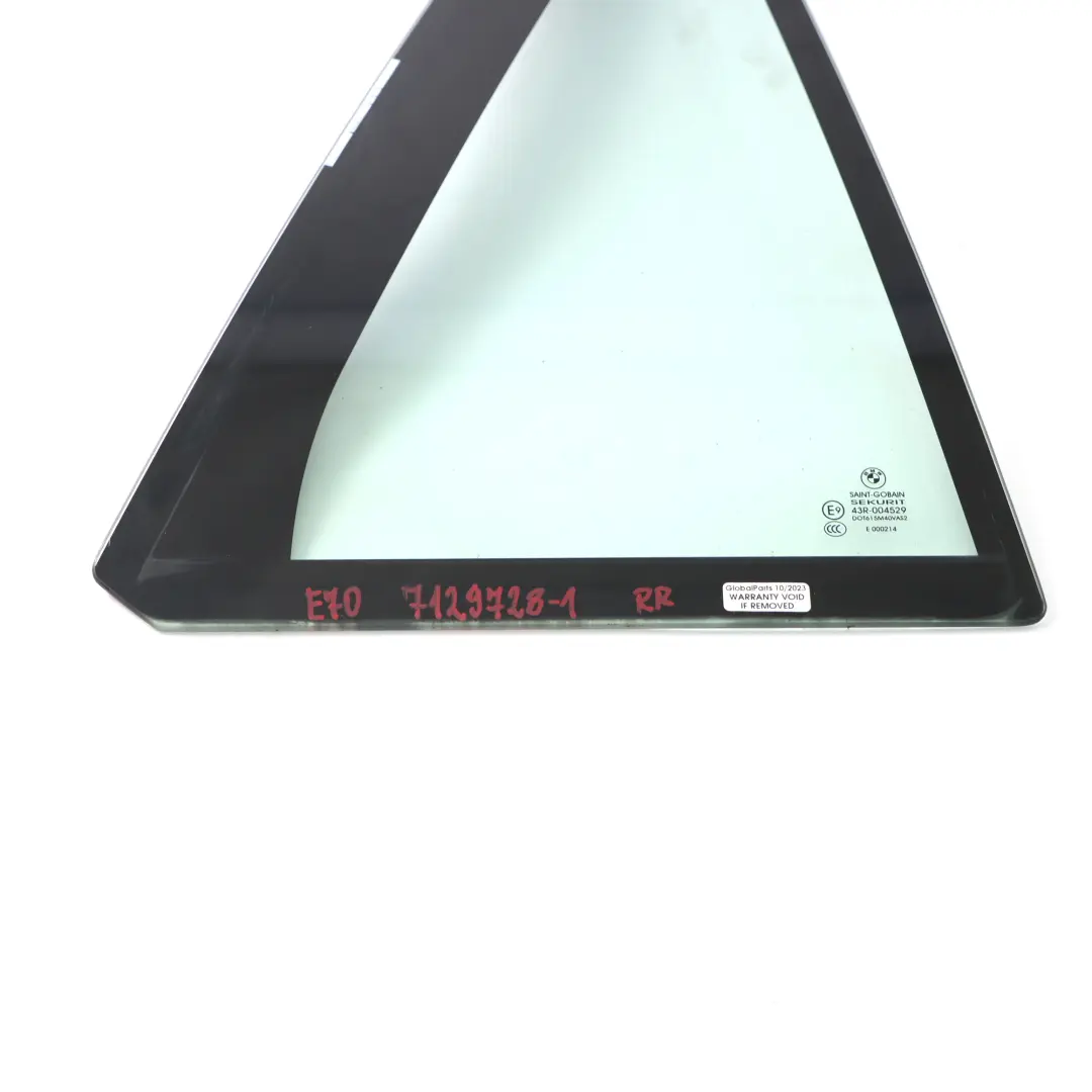 BMW X5 E70 Side Fixed Window Glass Green Door Rear Right O/S AS2 - SKU 7129728-1 - Part number 7129728