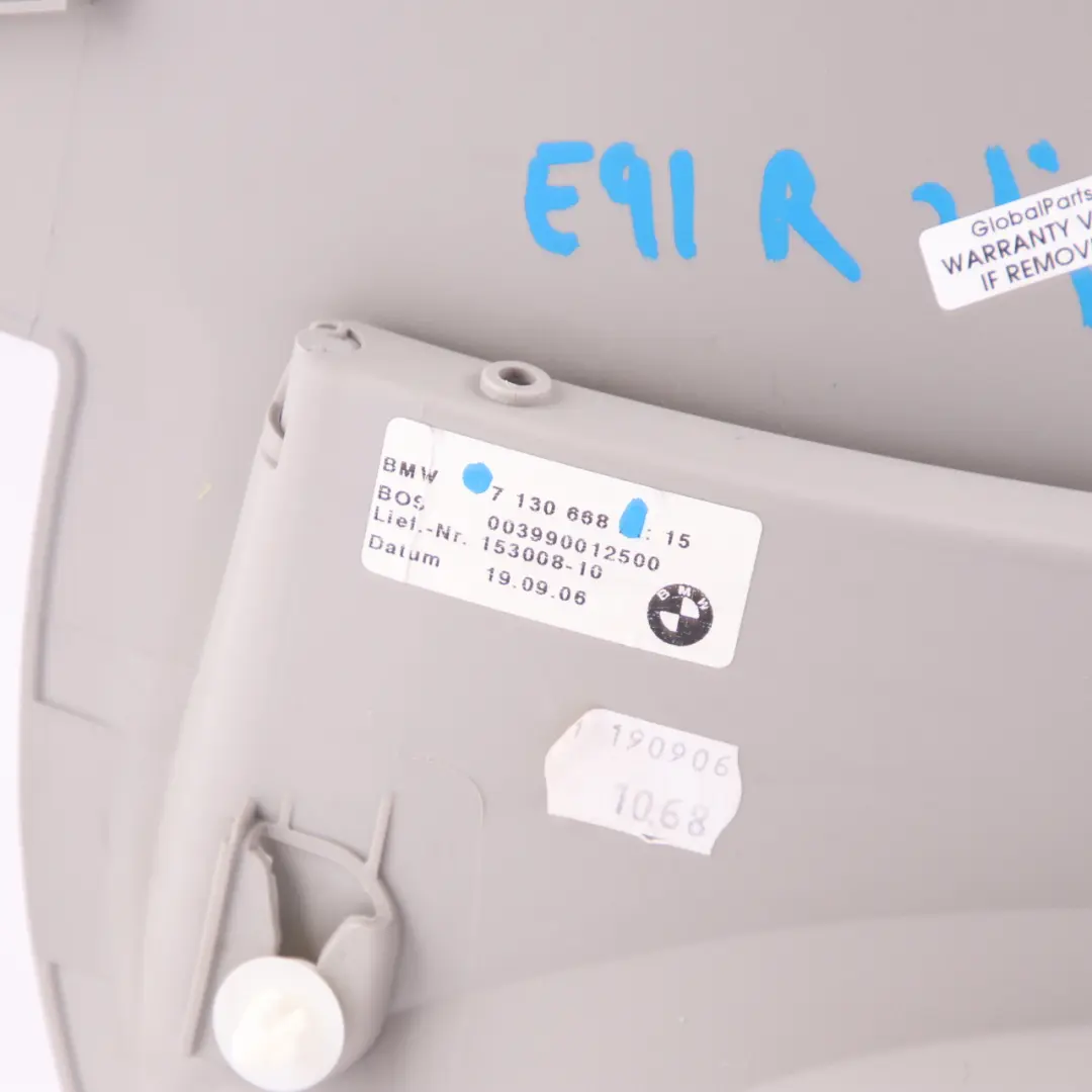 Column D Trim Grey Right O/S Rear to BMW E91 LCI Cover with Part number 7130668 BMW E91 LCI Cover Column D Trim Grey Right O/S Rear - SKU 7130668 - Part number 7130668