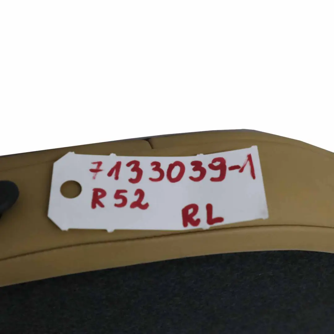 Schienale posteriore sinistro Pelle morbida Cordoba Beige per Mini R52 Cabrio con numero di parte 7133039 Mini R52 Cabrio Schienale posteriore sinistro Pelle morbida Cordoba Beige - SKU 7133039-1 - Numero di parte 7133039