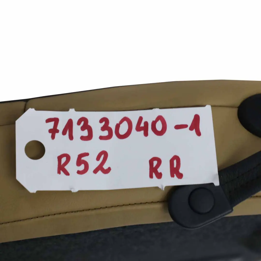 Respaldo Asiento Trasero Derecho Cuero Suave Cordoba Beige para Mini R52 con número de pieza 7133040 Mini R52 Respaldo Asiento Trasero Derecho Cuero Suave Cordoba Beige - SKU 7133040-1 - Número de pieza 7133040