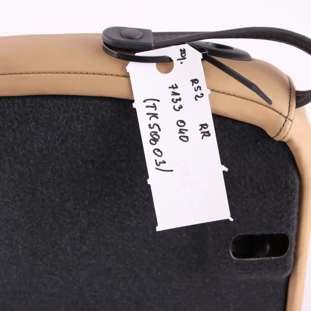 Backrest Right O/S Soft Leather Cordoba Beige to Mini Cabrio R52 Rear Seat with Part number 7133040 Mini Cabrio R52 Rear Seat Backrest Right O/S Soft Leather Cordoba Beige - SKU 7133040 - Part number 7133040