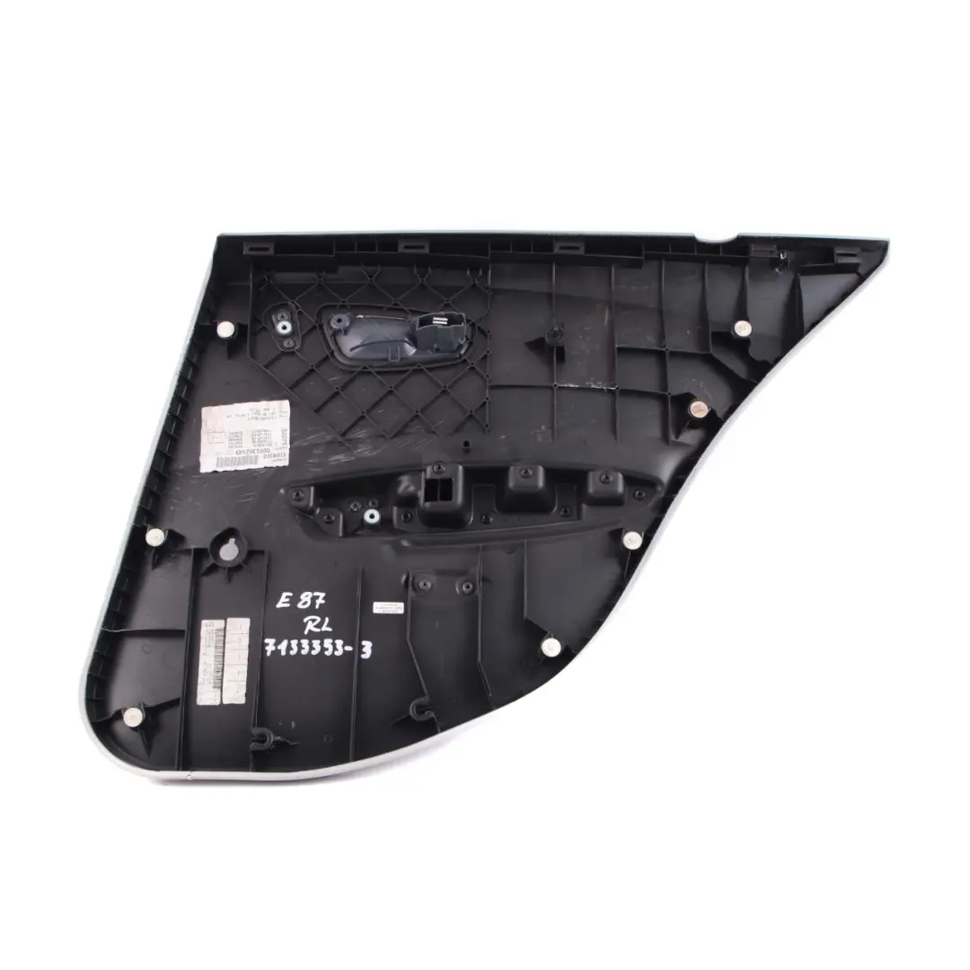 Left N/S Door Card Trim Panel Leather Alaskagrau Grey Network to BMW 1 E87 Rear with Part number 7133353 BMW 1 E87 Rear Left N/S Door Card Trim Panel Leather Alaskagrau Grey Network - SKU 7133353-3 - Part number 7133353