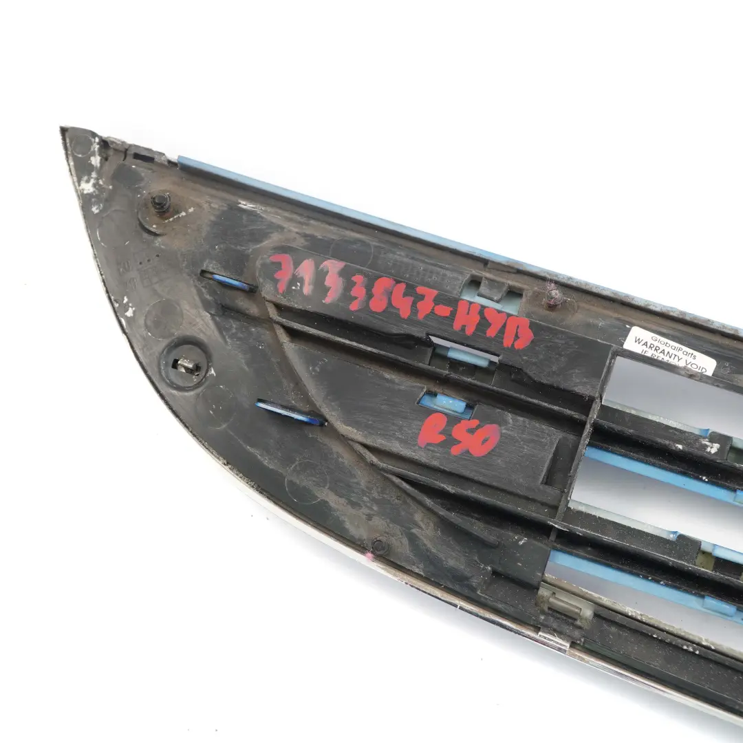 Griglia Cromata Paraurti Anteriore Hyper Blue per Mini Cooper R50 R52 con numero di parte 7133847 Mini Cooper R50 R52 Griglia Cromata Paraurti Anteriore Hyper Blue - SKU 7133847-HYB - Numero di parte 7133847