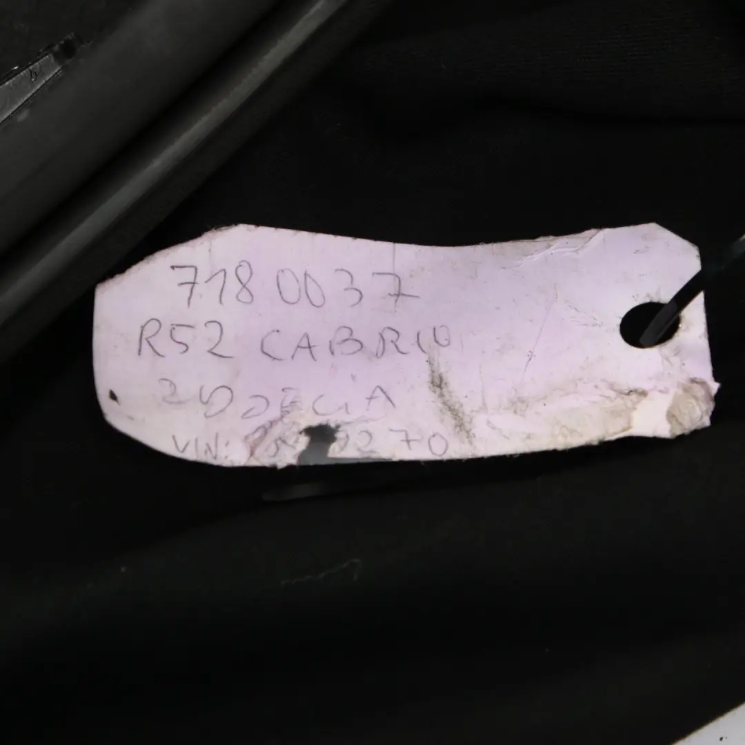 Tapa blanda Cabrio Convertible Techo Plegable Lona Negro para Mini R52 con número de pieza 7135290 Mini R52 Tapa blanda Cabrio Convertible Techo Plegable Lona Negro - SKU 7135290 - Número de pieza 7135290