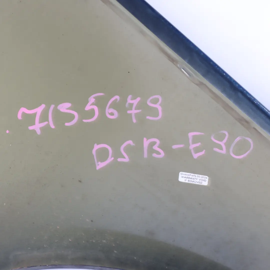 BMW E90 E91 Panneau latéral Aile avant gauche Tiefseeblau Blue - A76 - SKU 7135679-DSB - Numéro de pièce 7135679