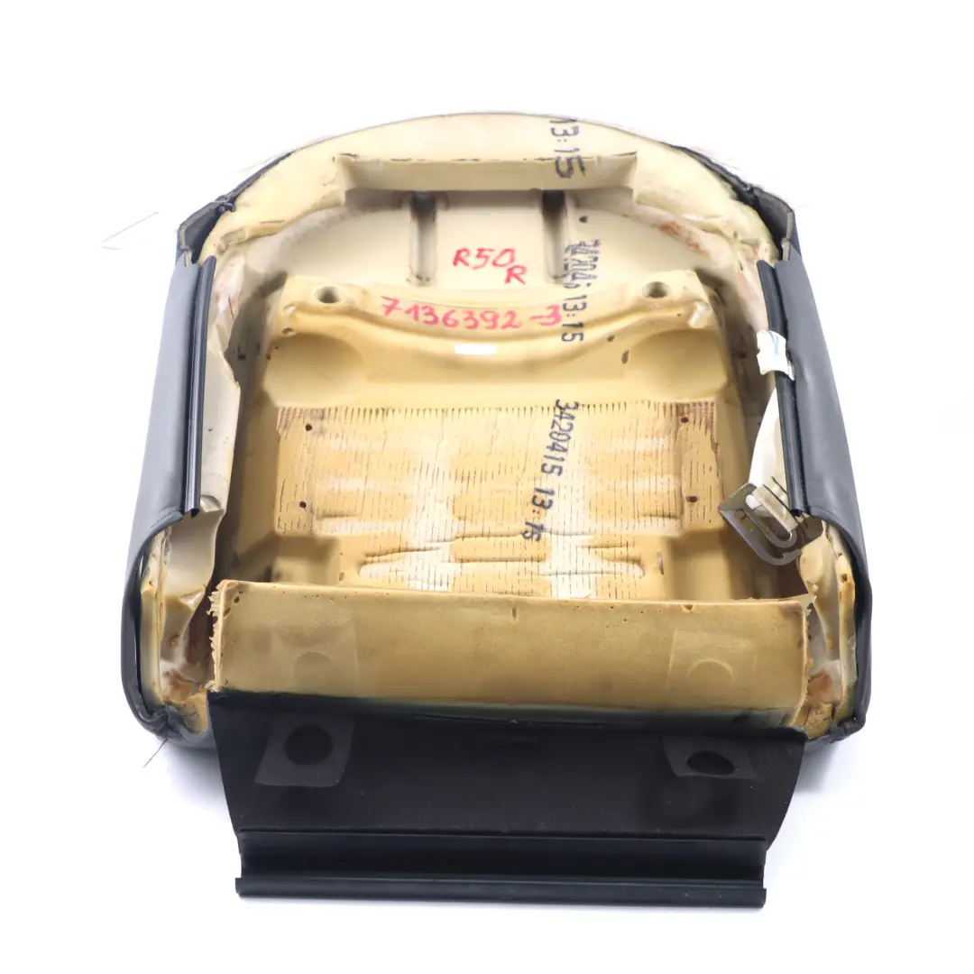 Front Right Sport Seat O/S Half Leather Molette Backrest Cover Black to Mini R50 with Part number 7136392 Mini R50 Front Right Sport Seat O/S Half Leather Molette Backrest Cover Black - SKU 7136392-3 - Part number 7136392