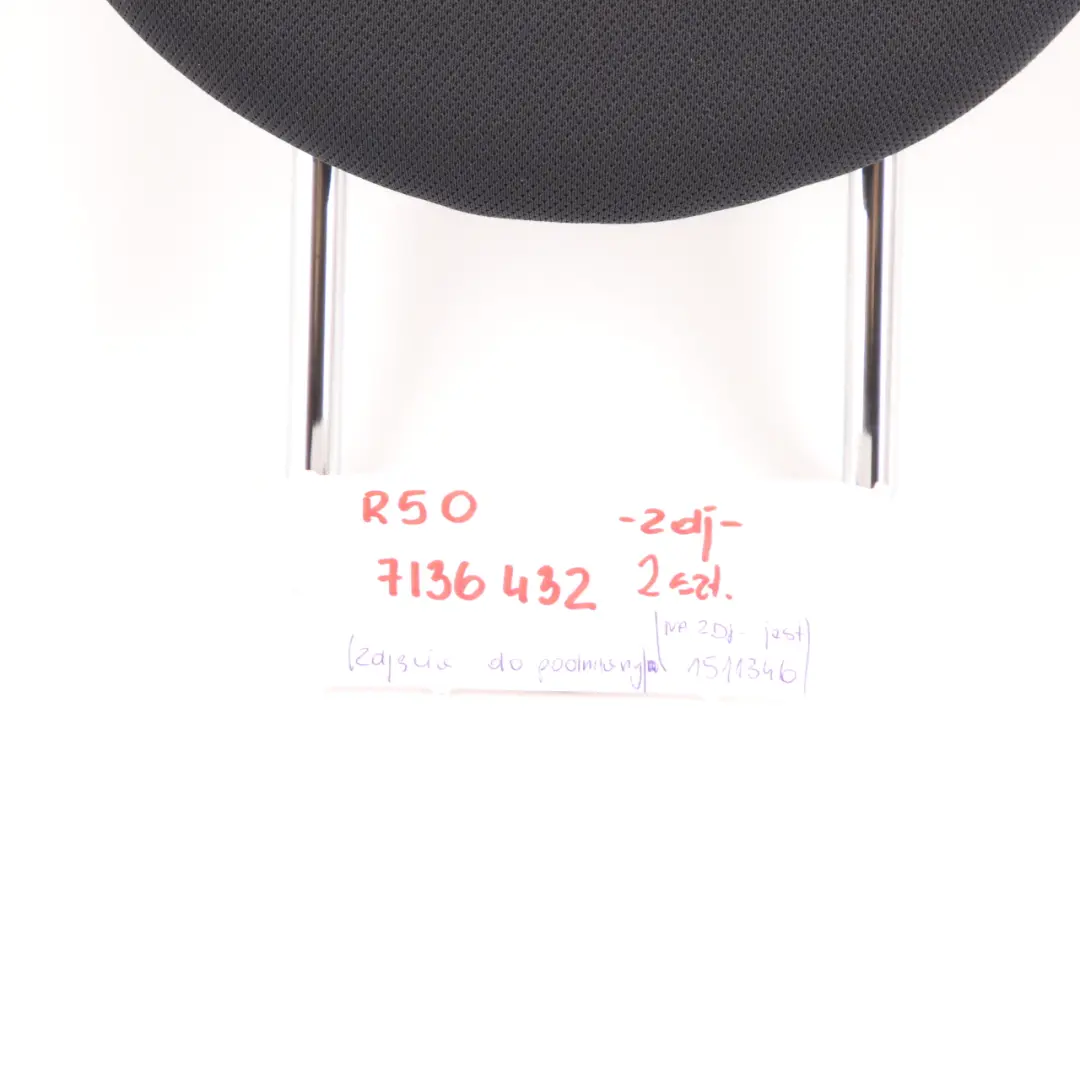 Zagłówek fotela tył materiał do MINI R50 o numerze 7136432 MINI R50 Zagłówek fotela tył materiał - SKU 7136432 - Numer Części 7136432