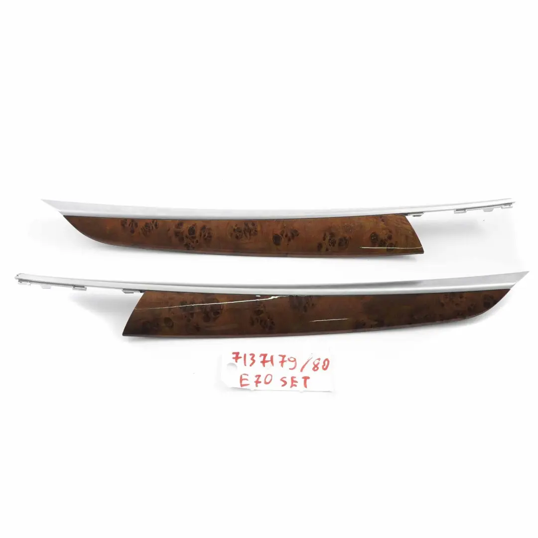 BMW X5 E70 Door Strip Front Left Right N/O/S Trim Wood Poplar Grain Light Set - SKU 7137179/7137180 - Part number 7137179