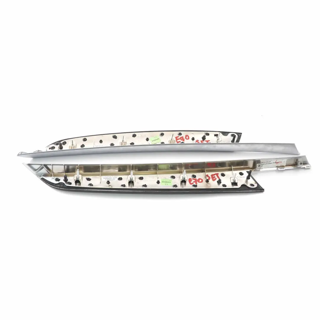 BMW X5 E70 Door Strip Front Left Right N/O/S Trim Wood Poplar Grain Light Set - SKU 7137179/7137180 - Part number 7137179
