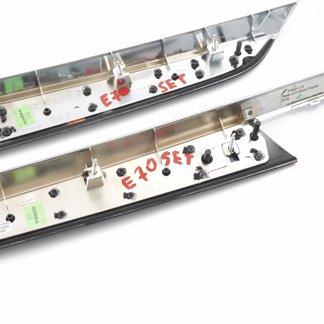 Door Strip Rear Left Right N/O/S Trim Wood Poplar Grain Light Set to BMW X5 E70 with Part number 7137201 BMW X5 E70 Door Strip Rear Left Right N/O/S Trim Wood Poplar Grain Light Set - SKU 7137201/7137202 - Part number 7137201