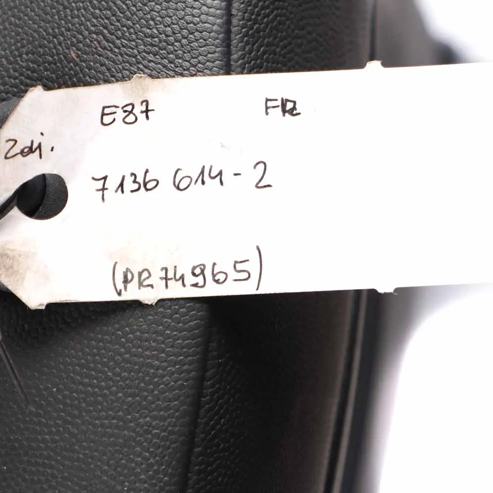 Front Seat Right O/S Leather Boston Black Interior Cover to BMW E87 with Part number 7139614 BMW E87 Front Seat Right O/S Leather Boston Black Interior Cover - SKU 7139614-2 - Part number 7139614