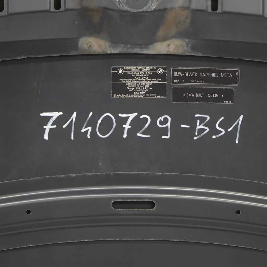 Hood Bonnet Front Black Sapphire Metallic - 475 to BMW E90 E91 with Part number 7140729 BMW E90 E91 Hood Bonnet Front Black Sapphire Metallic - 475 - SKU 7140729-BS1 - Part number 7140729