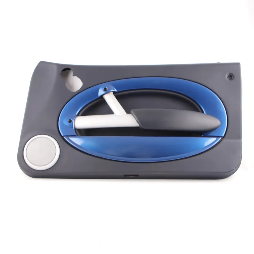 Door Card Mini R52 R53 Front Right O/S Trim Panel Panther Black Decor Hyper Blue to with Part number 7141318 Door Card Mini R52 R53 Front Right O/S Trim Panel Panther Black Decor Hyper Blue - SKU 7141318 - Part number 7141318