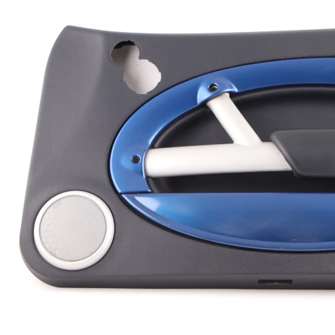 Door Card Mini R52 R53 Front Right O/S Trim Panel Panther Black Decor Hyper Blue to with Part number 7141318 Door Card Mini R52 R53 Front Right O/S Trim Panel Panther Black Decor Hyper Blue - SKU 7141318 - Part number 7141318