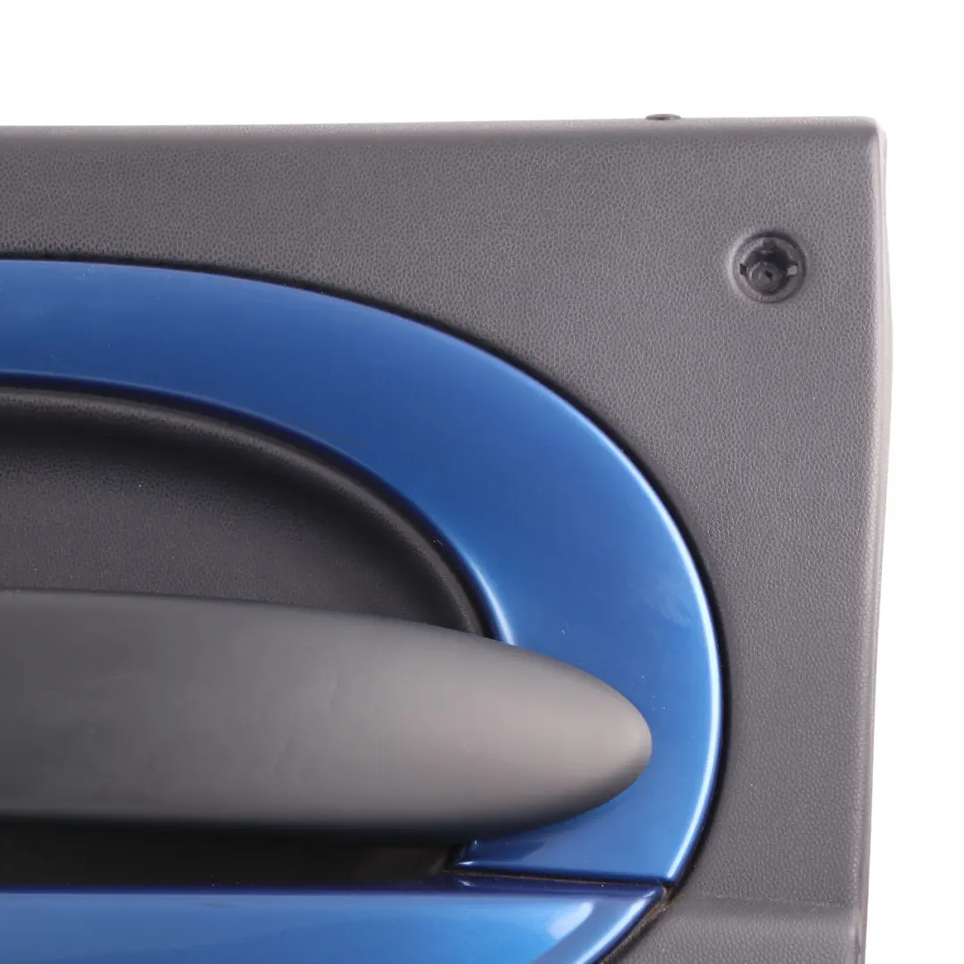 Door Card Mini R52 R53 Front Right O/S Trim Panel Panther Black Decor Hyper Blue to with Part number 7141318 Door Card Mini R52 R53 Front Right O/S Trim Panel Panther Black Decor Hyper Blue - SKU 7141318 - Part number 7141318