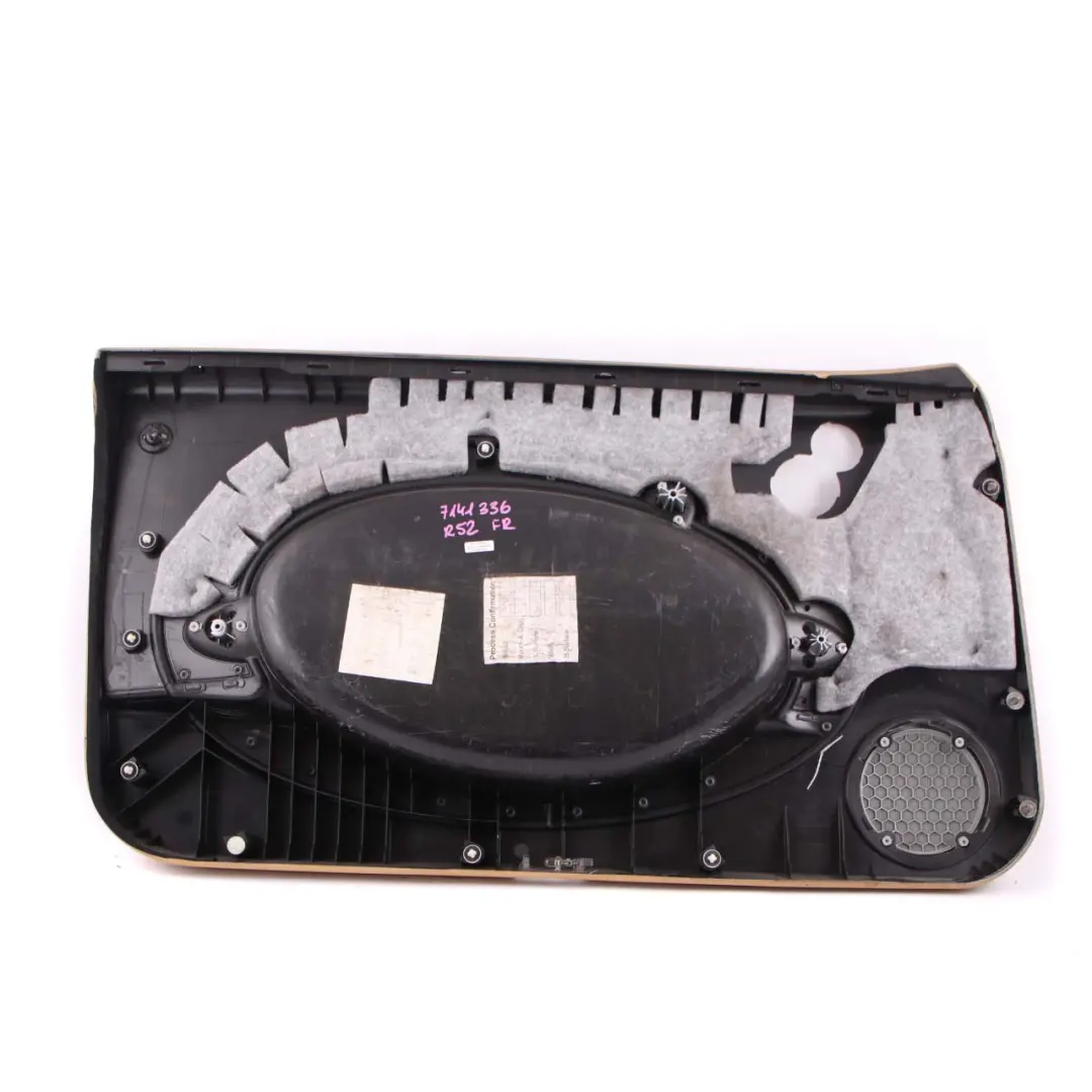 Door Card Front Right O/S Trim Panel Cover Beige Decor Cool Blue to Mini R52 with Part number 7141336 Mini R52 Door Card Front Right O/S Trim Panel Cover Beige Decor Cool Blue - SKU 7141336 - Part number 7141336