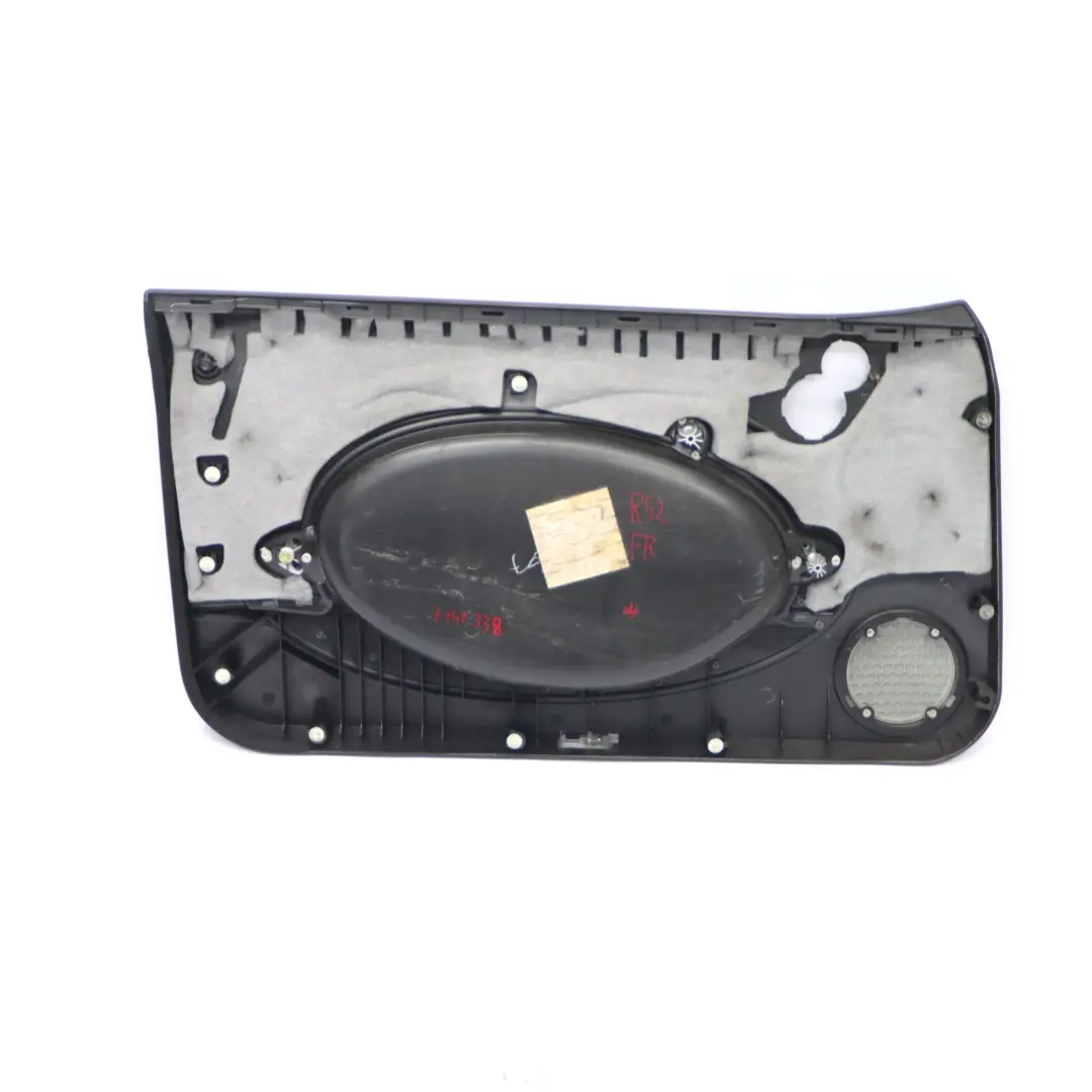 Door Card Mini R52 R53 Front Right O/S Trim Panel Panther Black Decor Cool Blue to with Part number 7141338 Door Card Mini R52 R53 Front Right O/S Trim Panel Panther Black Decor Cool Blue - SKU 7141338 - Part number 7141338