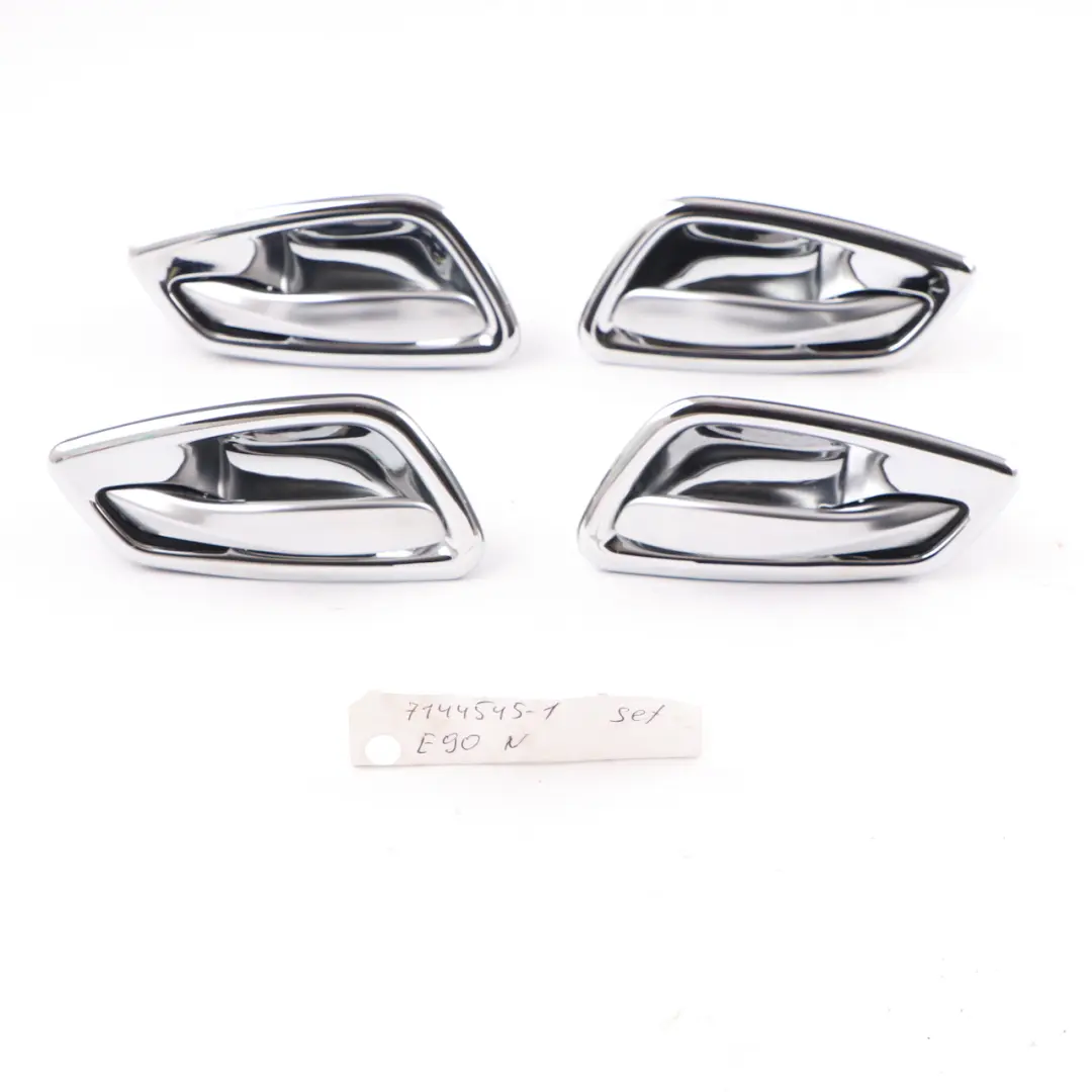 Interior Door Handle BMW E90 E91 Inside Trim Cover Left Right N/O/S Chrome Set to with Part number 7144545 Interior Door Handle BMW E90 E91 Inside Trim Cover Left Right N/O/S Chrome Set - SKU 7144545-1 - Part number 7144545