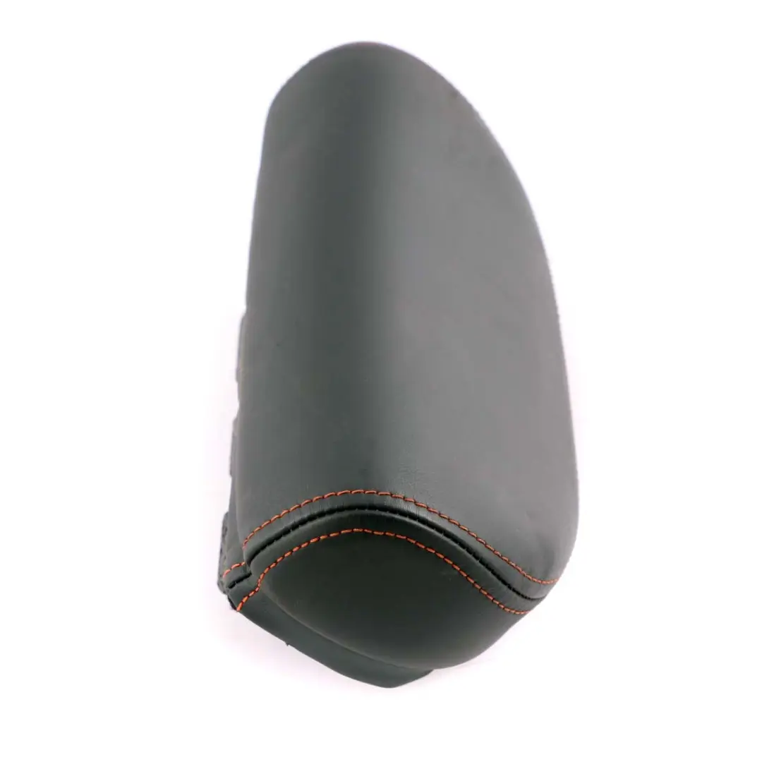 Leather Headrest Gravity Dark Blue Orange Seam to Mini Cabrio R52 Rear Seat with Part number 7145408 Mini Cabrio R52 Rear Seat Leather Headrest Gravity Dark Blue Orange Seam - SKU 7145408 - Part number 7145408