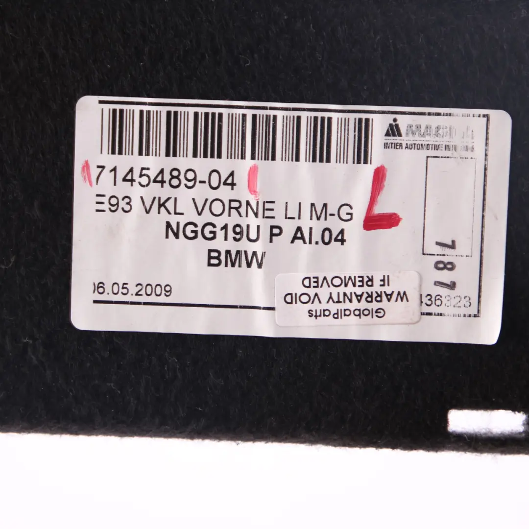 E93N LCI Front Left N/S Luggage Compartment Trim Panel to BMW 3 Series E93 with Part number 7145489 BMW 3 Series E93 E93N LCI Front Left N/S Luggage Compartment Trim Panel - SKU 7145489 - Part number 7145489