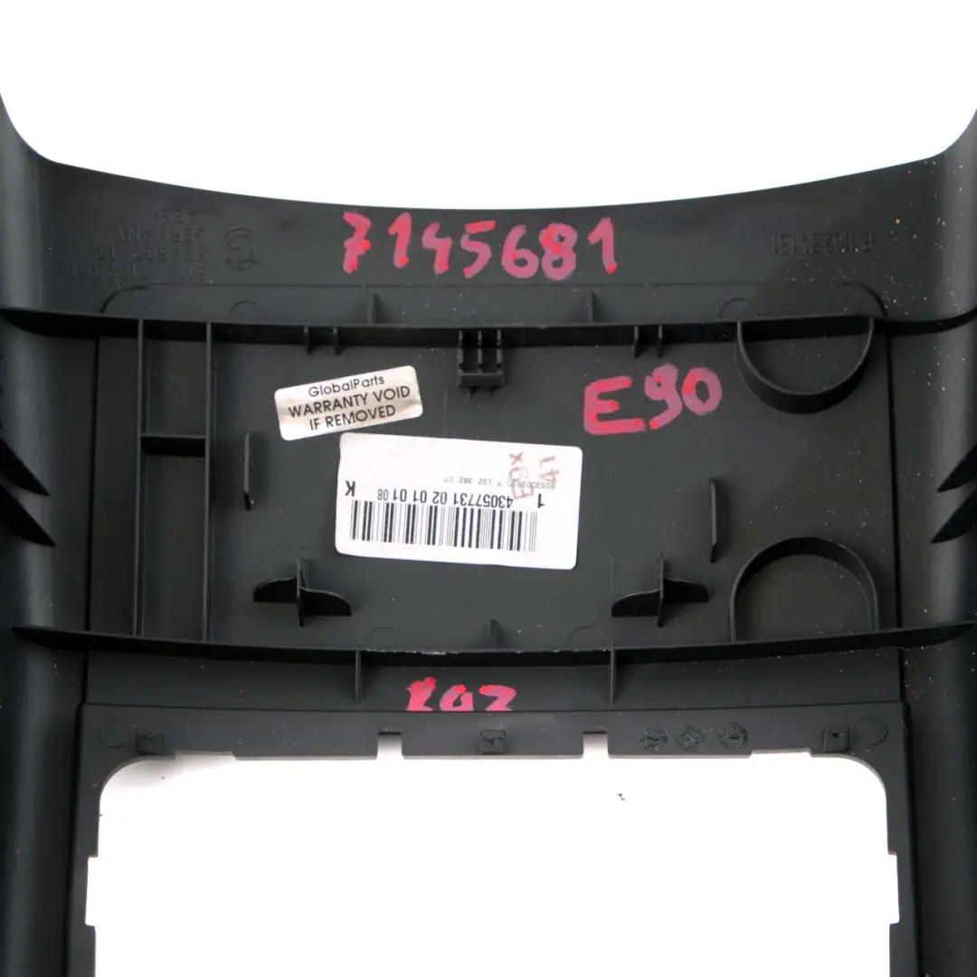 BMW 3 Series E90 E91 Covering Rear Trim Centre Console Cover Black - SKU 7145681 - Part number 7145681