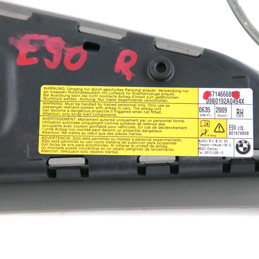 BMW E90 E91 Front Side Air Module Right O/S Seat Grey - SKU 7146668 - Part number 7146668