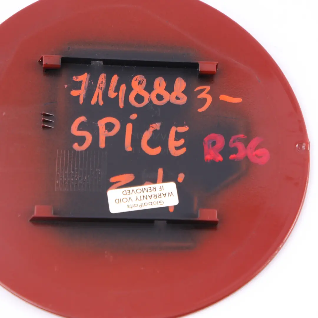 Filler In Flap Fuel Cap Cover Spice Orange Metallic to Mini Cooper R55 R56 with Part number 7148883 Mini Cooper R55 R56 Filler In Flap Fuel Cap Cover Spice Orange Metallic - SKU 7148883-SPICE - Part number 7148883