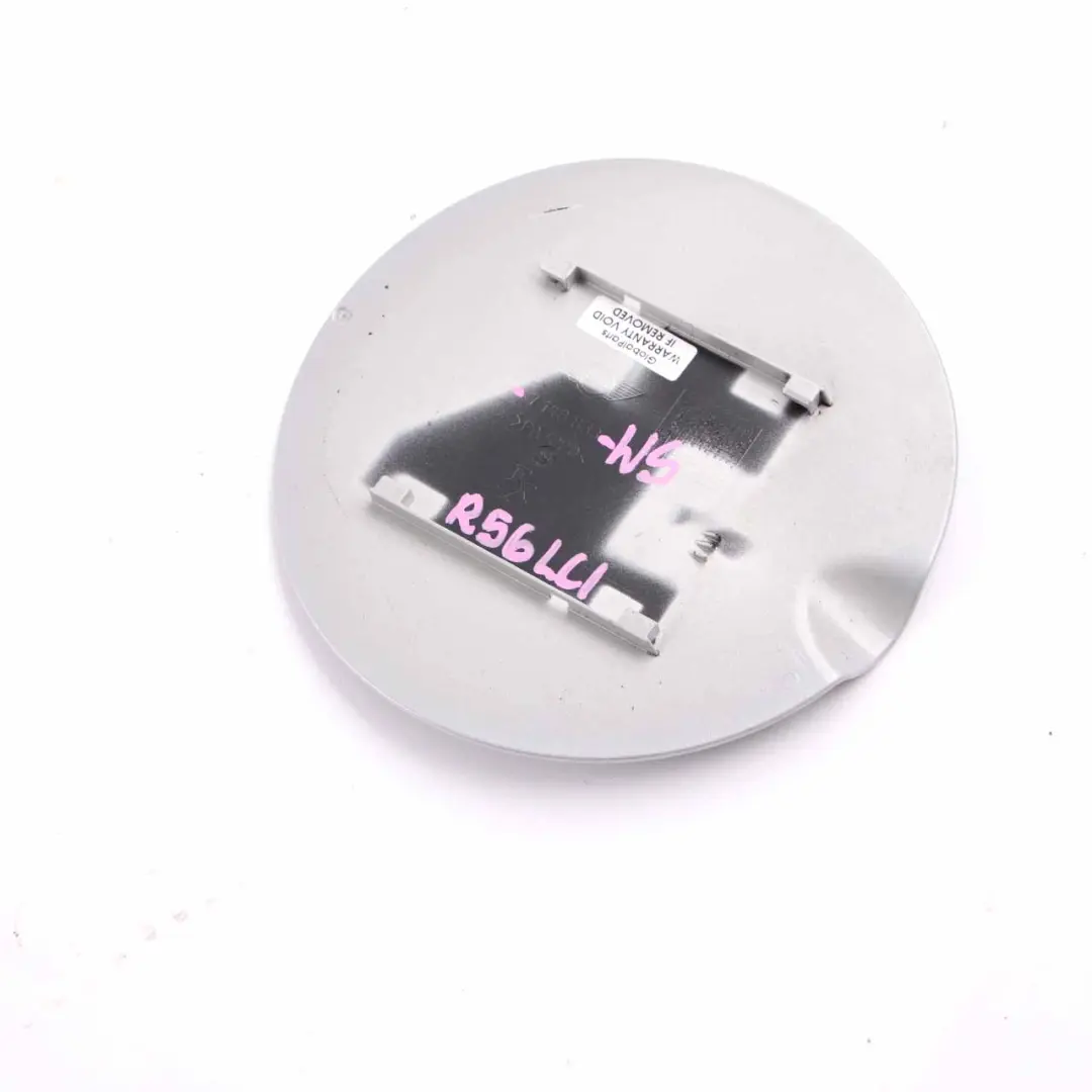 Filler In Flap Cap White Silver Metallic - A62 to Fuel Cover Mini R55 R56 with Part number 7148883 Fuel Cover Mini R55 R56 Filler In Flap Cap White Silver Metallic - A62 - SKU 7148883-WS - Part number 7148883
