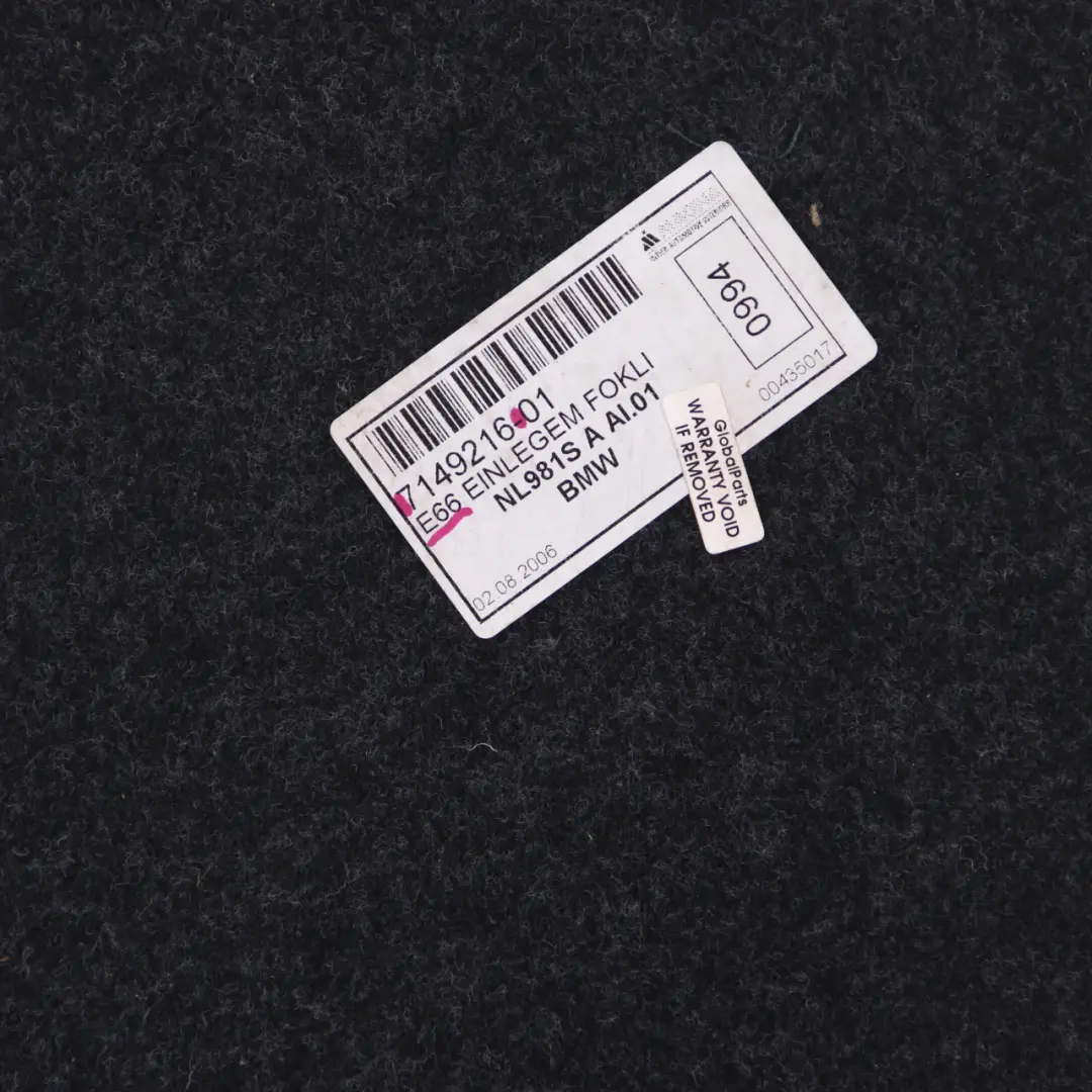 Trunk Mat Storage Floor Carpet Insert Trim Cover Luggage to BMW E66 with Part number 7149216 BMW E66 Trunk Mat Storage Floor Carpet Insert Trim Cover Luggage - SKU 7149216 - Part number 7149216