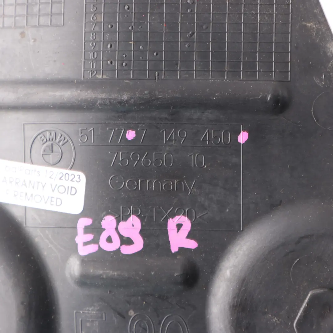 BMW Z4 E89 Wheel Arch Front Right O/S Mud Flap Covering Trim Flap - SKU 7149450 - Part number 7149450