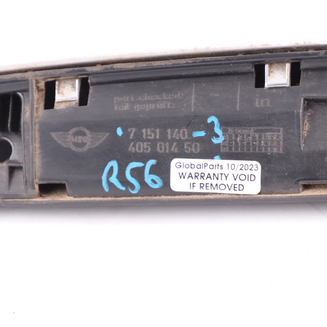 Trunk Handle Mini Cooper R55 R56 Boot Lid Grab Tailgate Chrome to with Part number 7151140 Trunk Handle Mini Cooper R55 R56 Boot Lid Grab Tailgate Chrome - SKU 7151140-3 - Part number 7151140