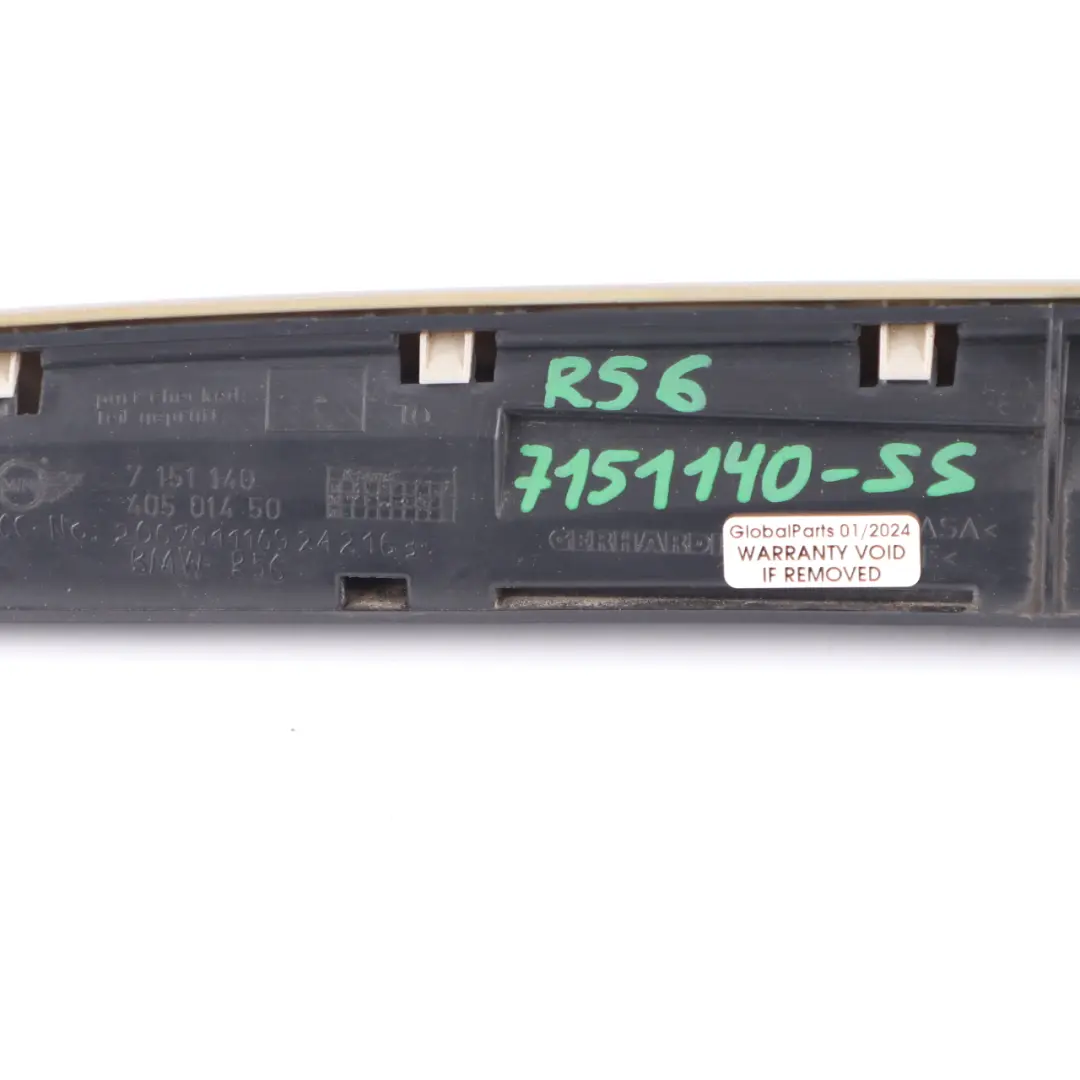 Griffleiste Heckklappe Abdeckung Sparkling Silver - A60 für Mini Cooper R55 R56 mit Teilenummer 7151140 Mini Cooper R55 R56 Griffleiste Heckklappe Abdeckung Sparkling Silver - A60 - SKU 7151140-SS - Teilenummer 7151140