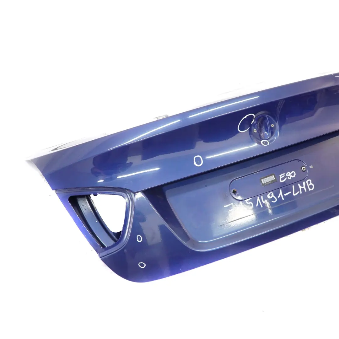 Trunk Lid Tailgate Rear Boot Lid Le Mans Blau Blue - 381 to BMW E90 with Part number 7151491 BMW E90 Trunk Lid Tailgate Rear Boot Lid Le Mans Blau Blue - 381 - SKU 7151491-LMB - Part number 7151491