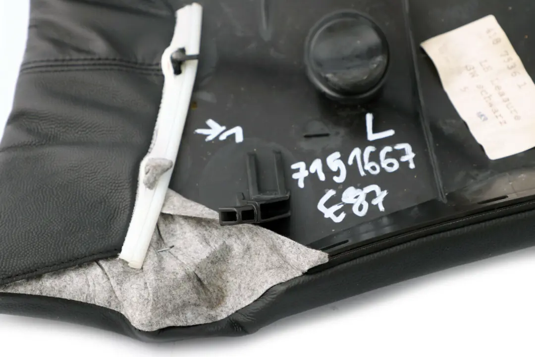 BMW 1 Series E87 Rear Seat Left N/S Side Lateral Trim Panel Black Leather - SKU 7151667 - Part number 7151667