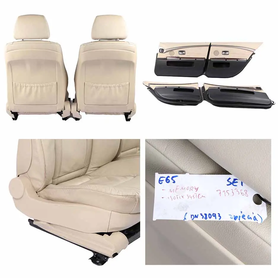 Leather Seats BMW E65 Nasca Creambeige Interior Front Rear Seat Door Card Memory to with Part number 7153368 Leather Seats BMW E65 Nasca Creambeige Interior Front Rear Seat Door Card Memory - SKU 7153368-1 - Part number 7153368