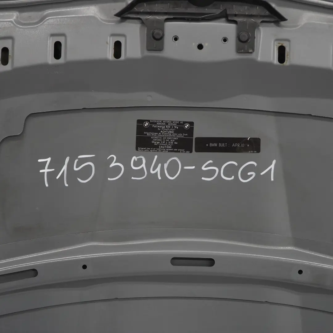 Hood Bonnet Cover Panel Spacegrau Space Grey Metallic - A52 to BMW E90 LCI with Part number 7153940 BMW E90 LCI Hood Bonnet Cover Panel Spacegrau Space Grey Metallic - A52 - SKU 7153940-SCG1 - Part number 7153940
