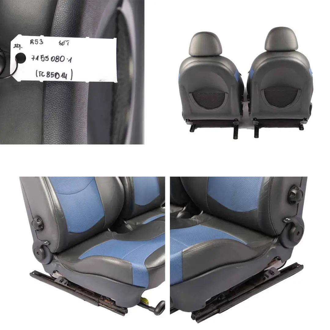 Seats Mini Cooper R50 R53 Cloth Leather Lapis Blue Set Interior Front Rear Seat to with Part number 7155080 Seats Mini Cooper R50 R53 Cloth Leather Lapis Blue Set Interior Front Rear Seat - SKU 7155080-1 - Part number 7155080