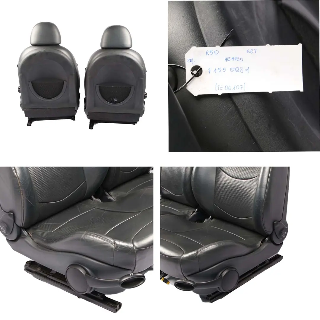 Leather Seats Mini Cooper R50 R53 Heated Sport Panther Black Profile Interior to with Part number 7155092 Leather Seats Mini Cooper R50 R53 Heated Sport Panther Black Profile Interior - SKU 7155092-1 - Part number 7155092