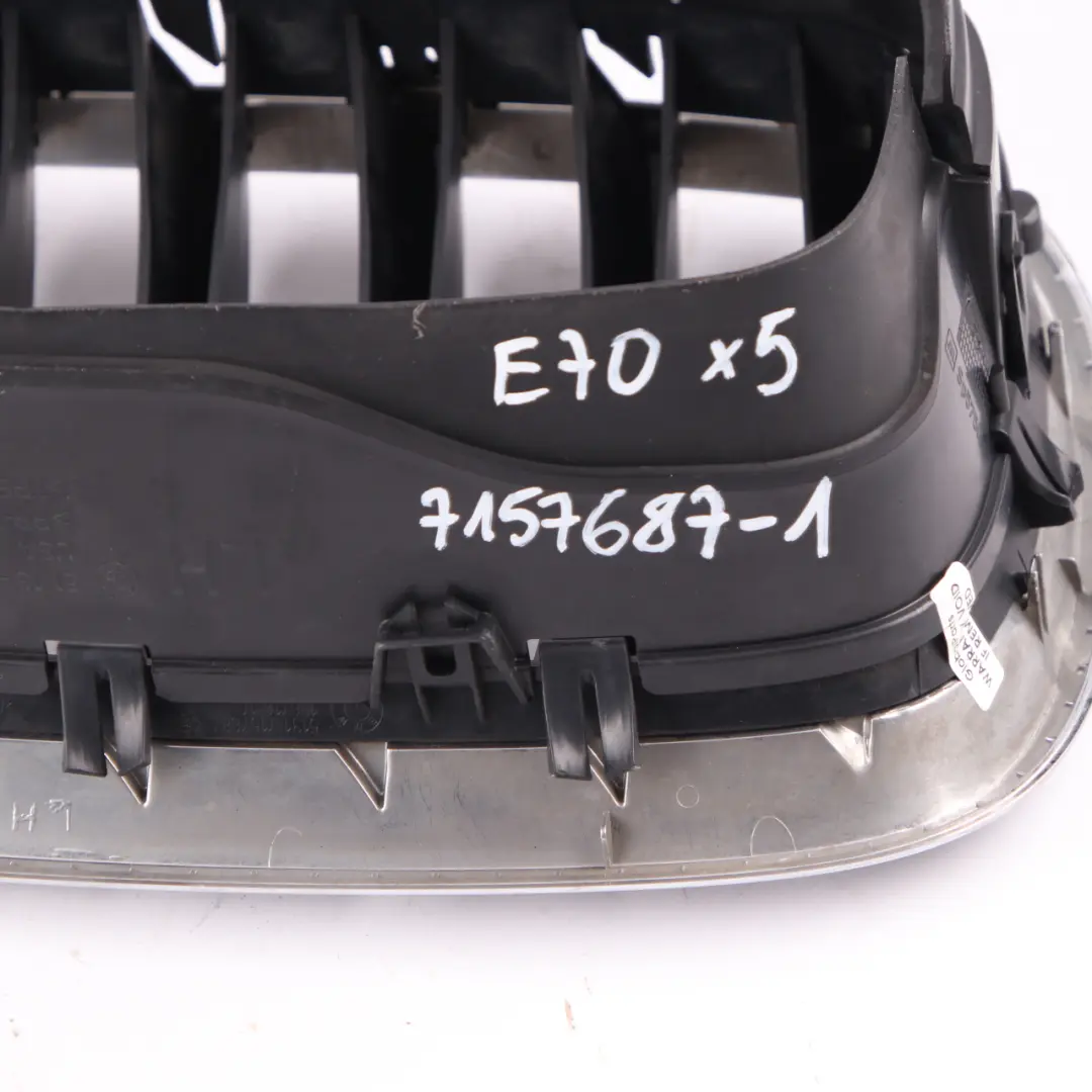 Front Left Grille N/S Trim Panel Cover Bumper Kidney Chrome to BMW X5 E70 with Part number 7157687 BMW X5 E70 Front Left Grille N/S Trim Panel Cover Bumper Kidney Chrome - SKU 7157687-1 - Part number 7157687