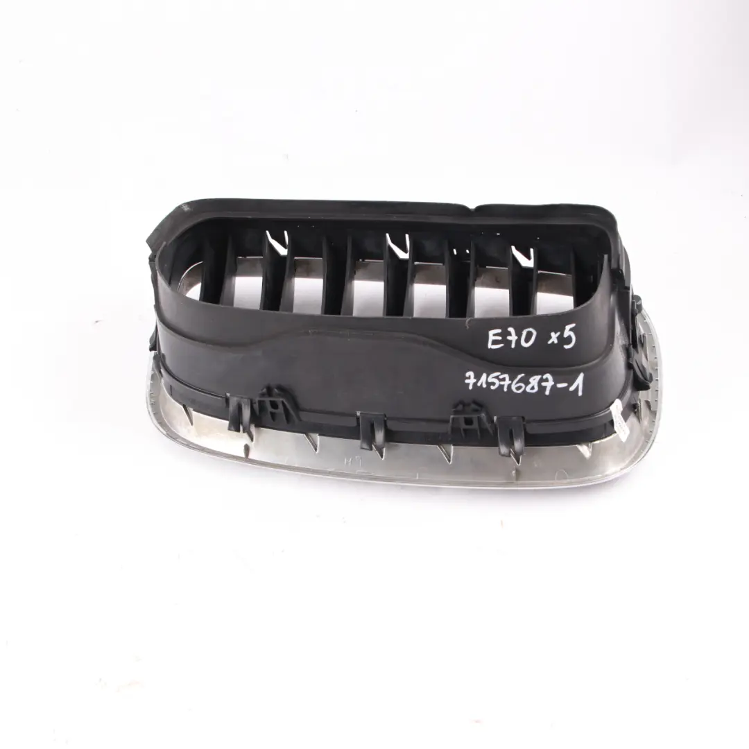 Front Left Grille N/S Trim Panel Cover Bumper Kidney Chrome to BMW X5 E70 with Part number 7157687 BMW X5 E70 Front Left Grille N/S Trim Panel Cover Bumper Kidney Chrome - SKU 7157687-1 - Part number 7157687