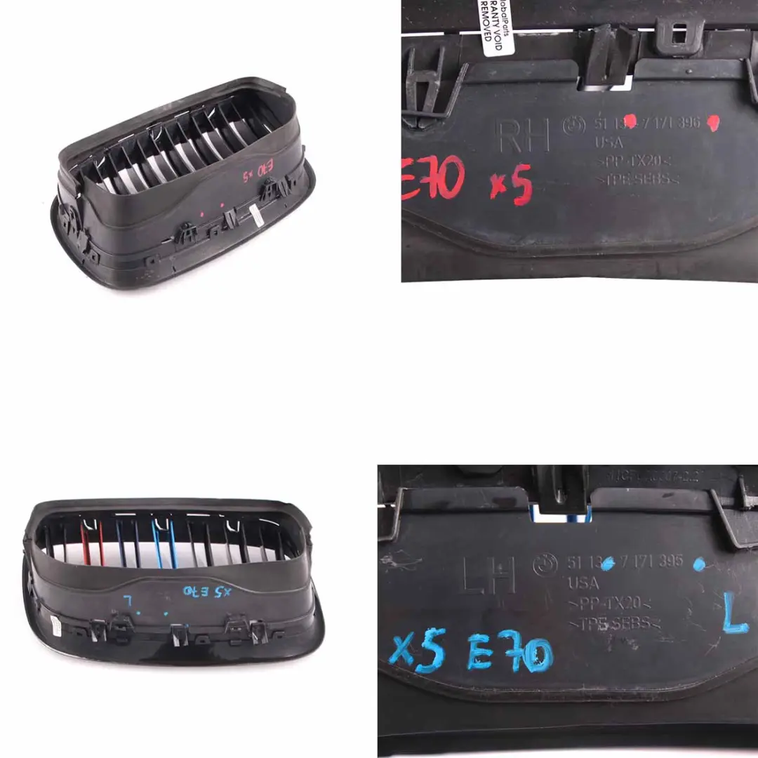 BMW X5 E70 Front Left Right Grille N/O/S Trim Panel Cover Bumper Kidney Taiwan - SKU 7157687/7157688-TAIWAN - Part number 7157687