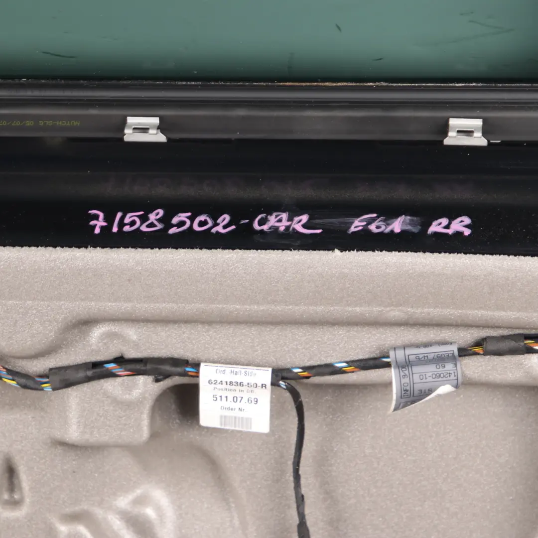 Door Rear Right O/S Carbonschwarz Carbon Black - 416 to BMW E61 Touring with Part number 7158502 BMW E61 Touring Door Rear Right O/S Carbonschwarz Carbon Black - 416 - SKU 7158502-CAR - Part number 7158502