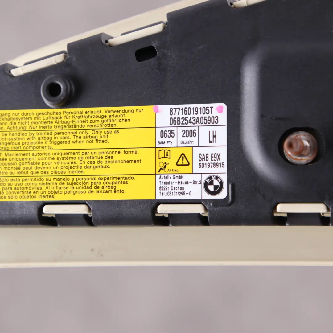  Airbag Siège BMW E90 E91 LCI Côté Avant Gauche Lemon - SKU 7160191 - Numéro de pièce 7160191