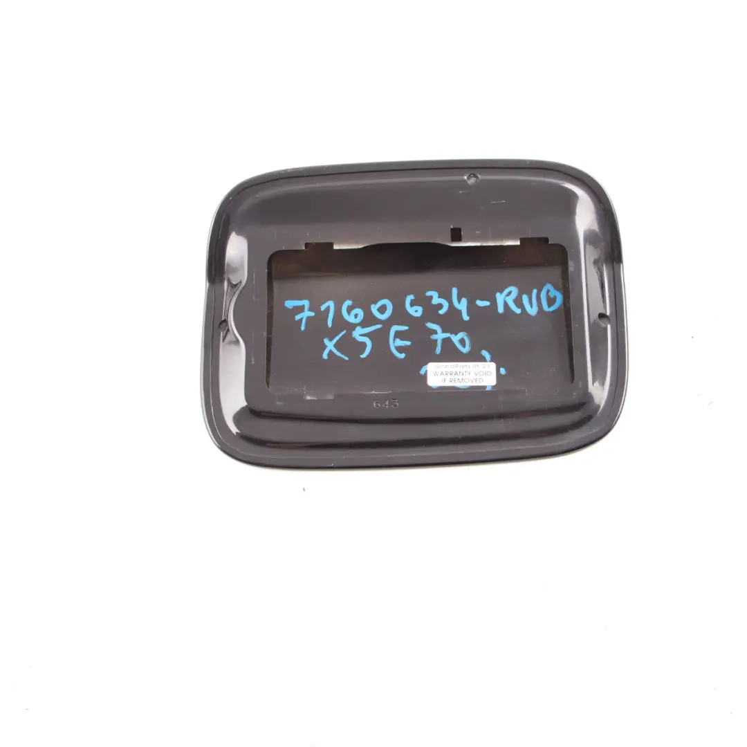 Fill Flap Fuel Filler Cover Cap Rubinschwarz Ruby Black Metallic S23 to BMW X5 E70 with Part number 7160634 BMW X5 E70 Fill Flap Fuel Filler Cover Cap Rubinschwarz Ruby Black Metallic S23 - SKU 7160634-RUB - Part number 7160634