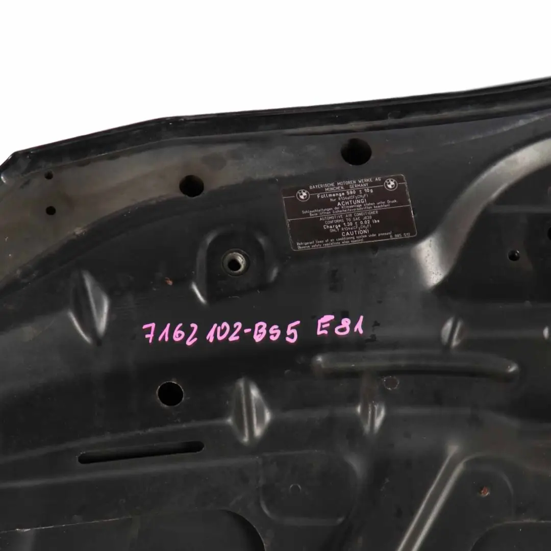 £BMW E81 E87 Hood Bonnet Cover Panel Black Sapphire Metallic - 475 to with Part number 7162102 £BMW E81 E87 Hood Bonnet Cover Panel Black Sapphire Metallic - 475 - SKU 7162102-BS5 - Part number 7162102