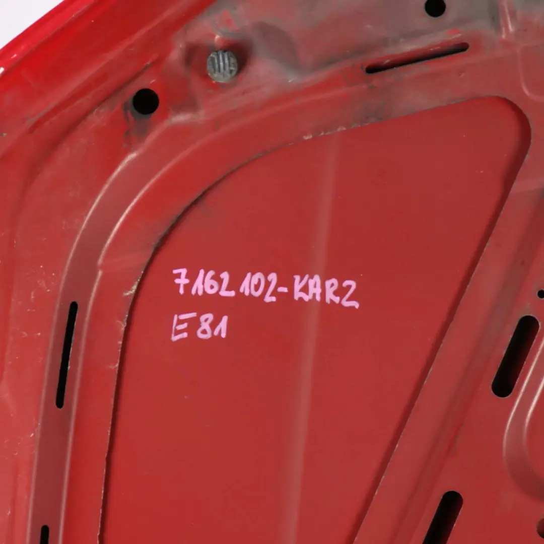 Hood Bonnet BMW E81 E87 Cover Panel Karmesinrot Crimson Red - A61 to with Part number 7162102 Hood Bonnet BMW E81 E87 Cover Panel Karmesinrot Crimson Red - A61 - SKU 7162102-KAR2 - Part number 7162102